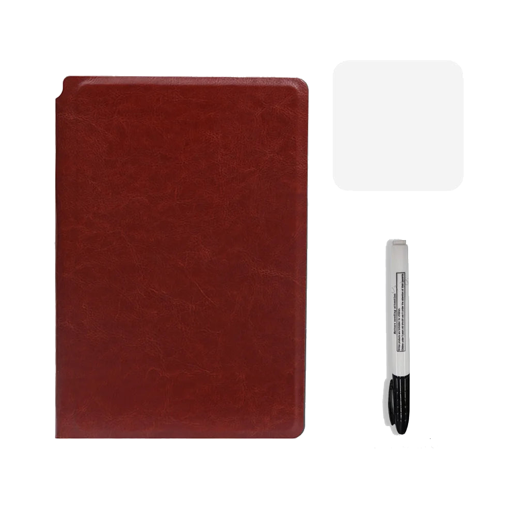 A5 Reusable Whiteboard Notebook Set With Pen Erasing Cloth Leather Memo Pad Weekly Planner Portable Stylish Office