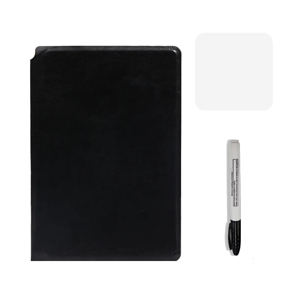 A5 Reusable Whiteboard Notebook Set With Pen Erasing Cloth Leather Memo Pad Weekly Planner Portable Stylish Office