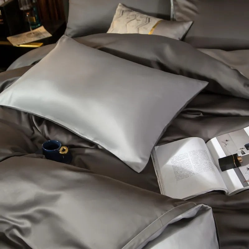 Bed Sheet Deep Grey Light Ultra Soft Egyptian Cotton Cover Double Size Set