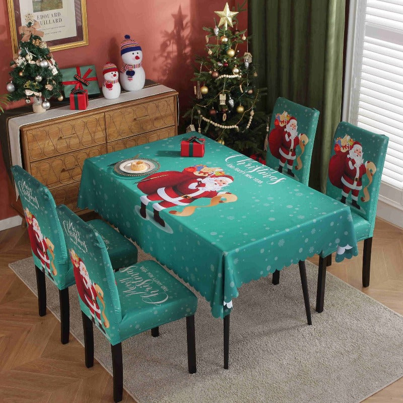 Printed Festive Christmas Table Cloths Chair Covers Party Decorations
