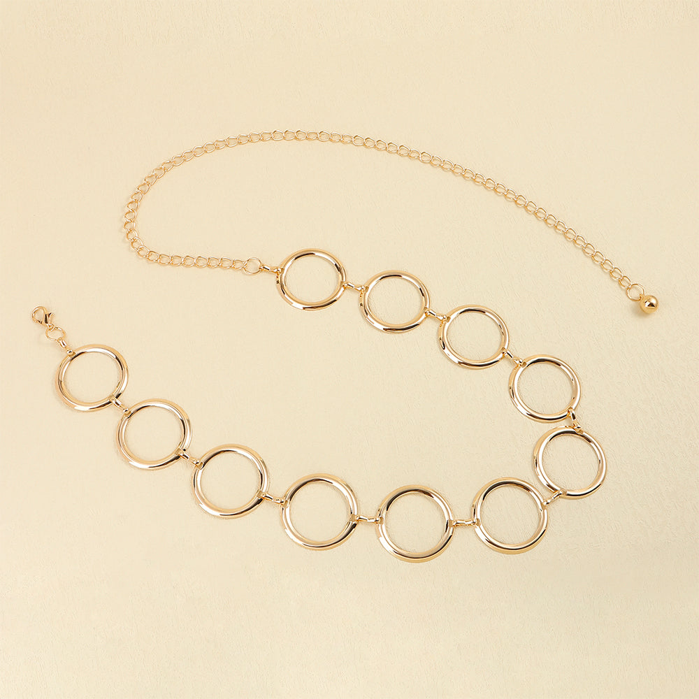Veile Studios Fashion Circle Metal Waist Chain Belt Women Decorative Dress Hollow Accessories