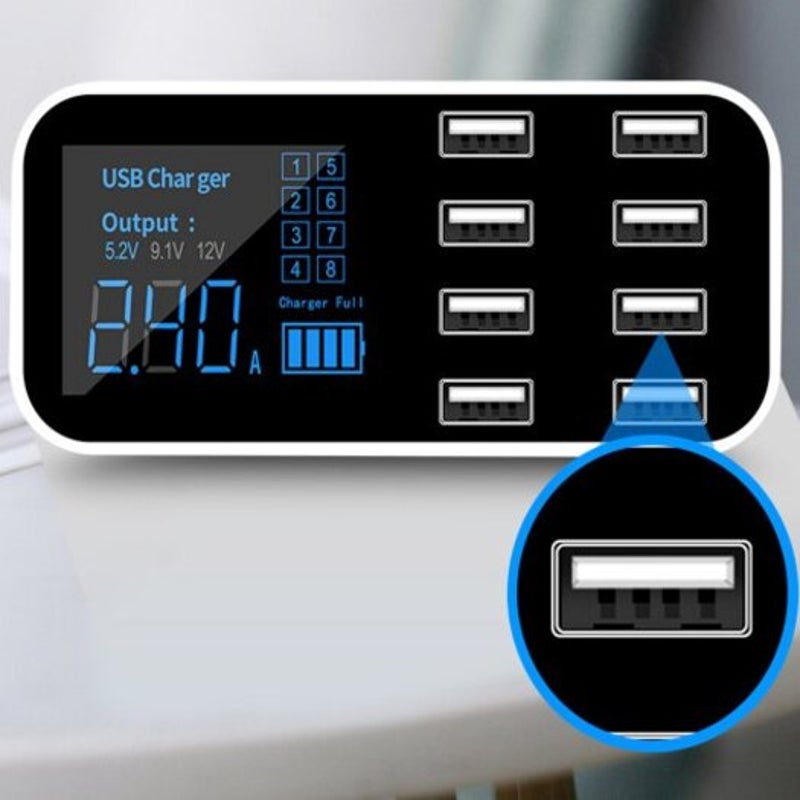 A9s 40W High Power 8 Usb Ports Smart Current And Voltage Display Multifunction