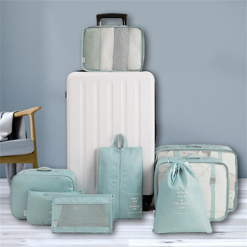 8-Piece Set Luggage Divider Bag Travel Storage Clothes Underwear Shoes Organizer Packing Cube