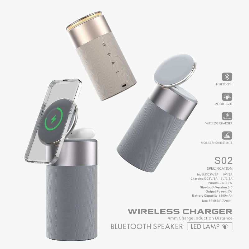 3 In 1 Multi Function Wireless Charger Bluetooth Touch Lamp For Home Office