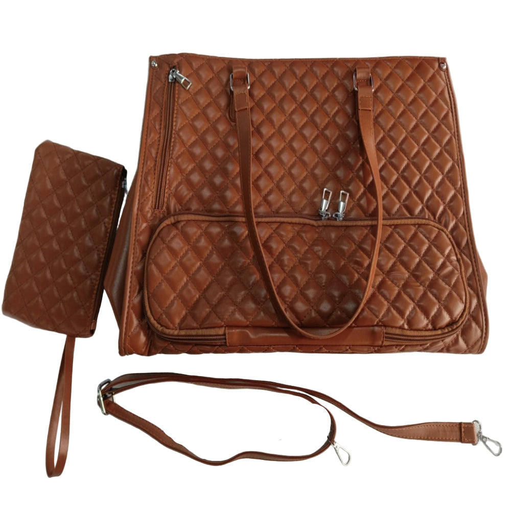 Artificial Leather Lunch Tote Bag Thermal Insulated Leak Proof Crossbody