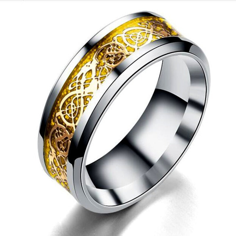 Veile Studios Dragon Pattern Men Stainless Steel Rings Jewellery