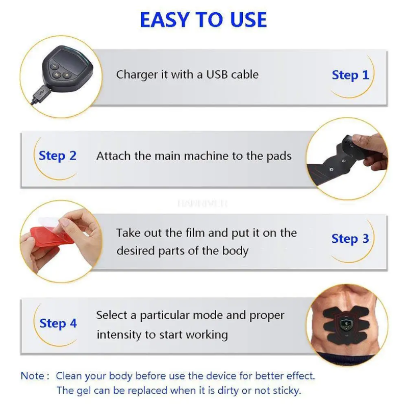 Abs Stimulator Muscle Toner Abdominal Toning Belt Ems Trainer Black