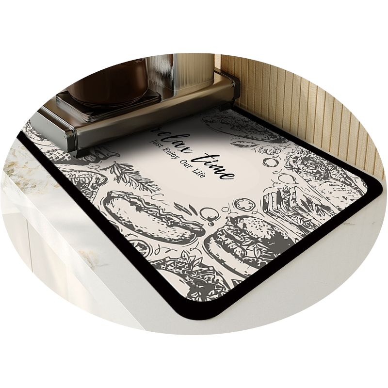 Absorbent Rubber Dish Drying Drain Mat Kitchen Accessories