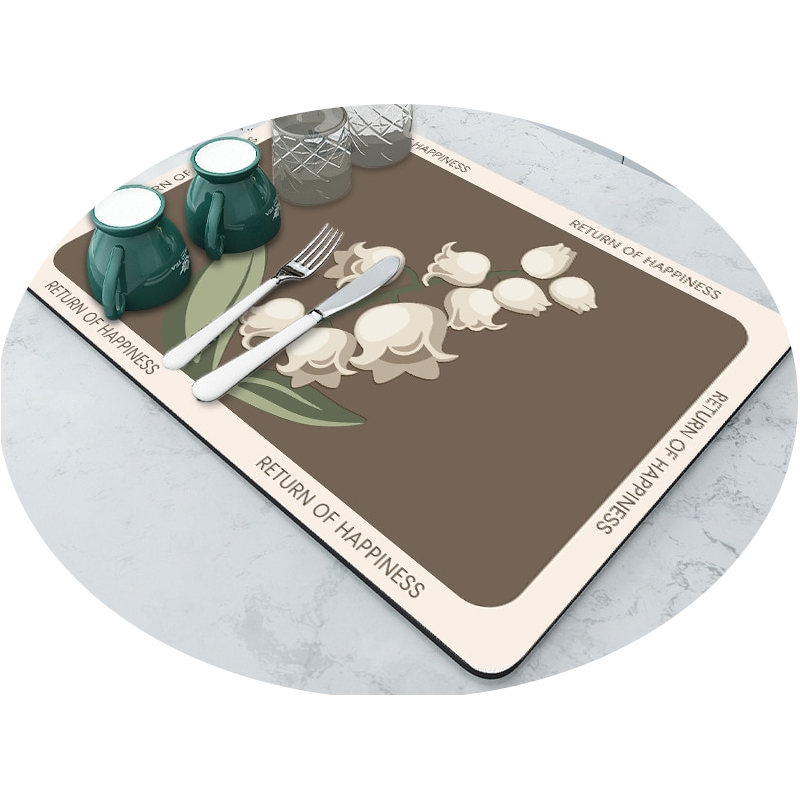 Absorbent Rubber Dish Drying Drain Mat Kitchen Accessories