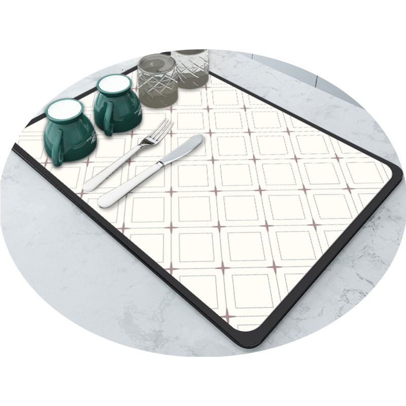 Absorbent Rubber Dish Drying Drain Mat Kitchen Accessories