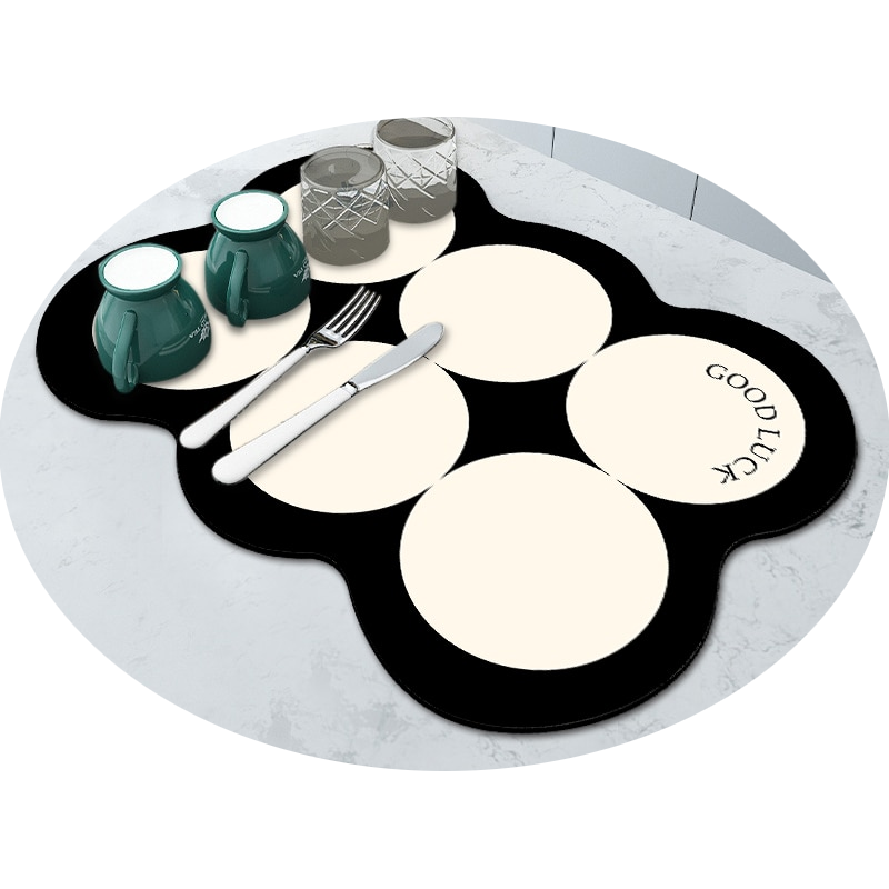 Absorbent Rubber Dish Drying Drain Mat Kitchen Accessories