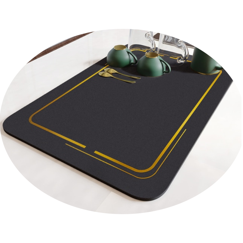 Absorbent Rubber Dish Drying Drain Mat Kitchen Accessories
