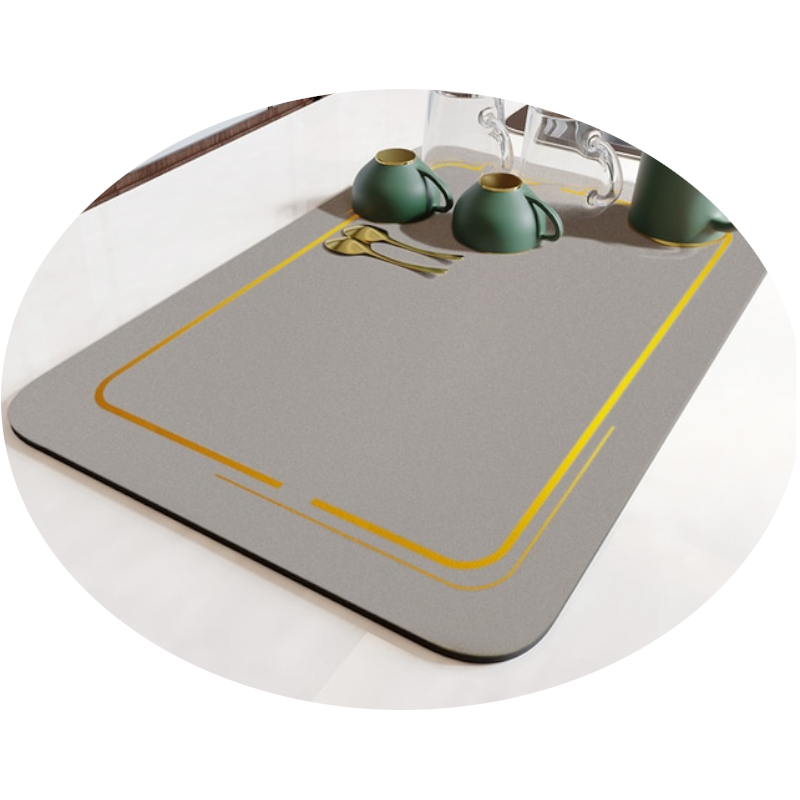 Absorbent Rubber Dish Drying Drain Mat Kitchen Accessories