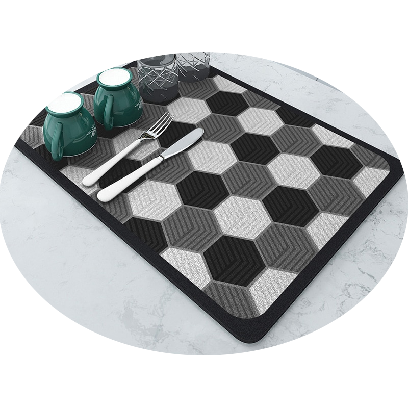 Absorbent Rubber Dish Drying Drain Mat Kitchen Accessories