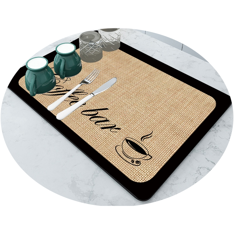 Absorbent Rubber Dish Drying Drain Mat Kitchen Accessories
