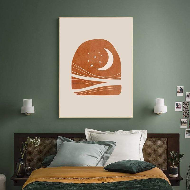 Celestial Canvas Abstract Lanscape Sun Moon Prints