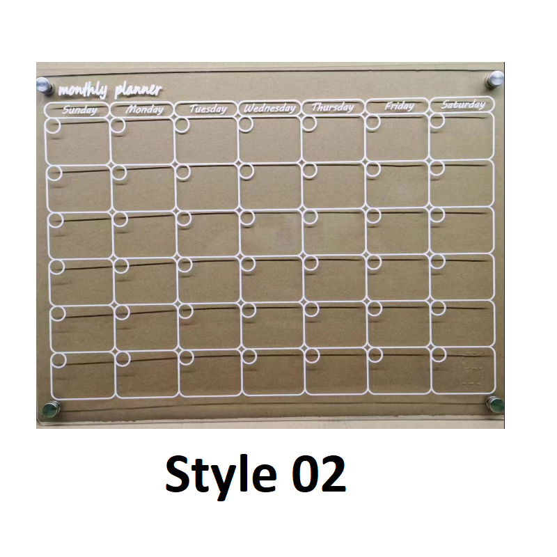Acrylic Magnetic Dry Wipe Plate Calendar For Refrigerators