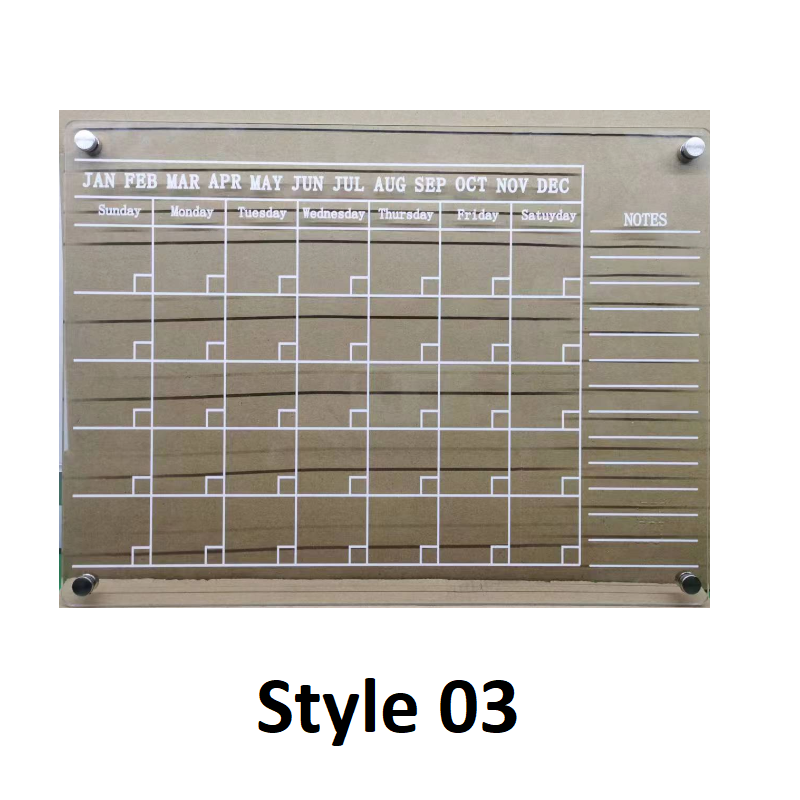 Acrylic Magnetic Dry Wipe Plate Calendar For Refrigerators