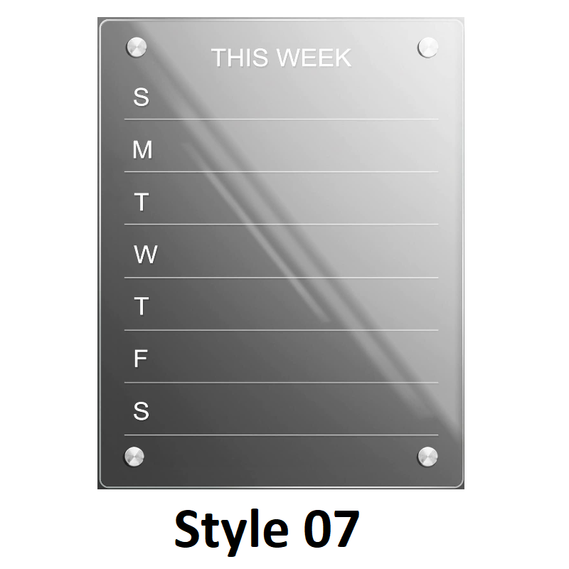 Acrylic Magnetic Dry Wipe Plate Calendar For Refrigerators