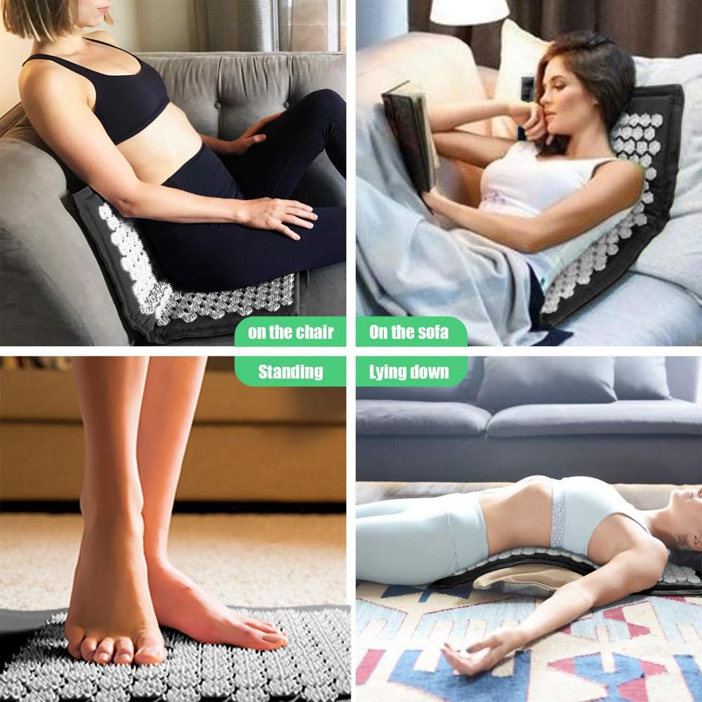 Acupressure Massage Pillow Set Yoga Mat For Relieves Stress Back Neck Sciatic Pain