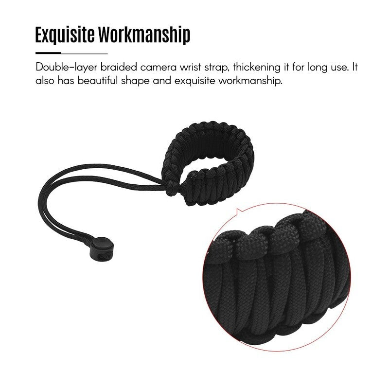 Braided Paracord Camera Wrist Strap Lanyard Black