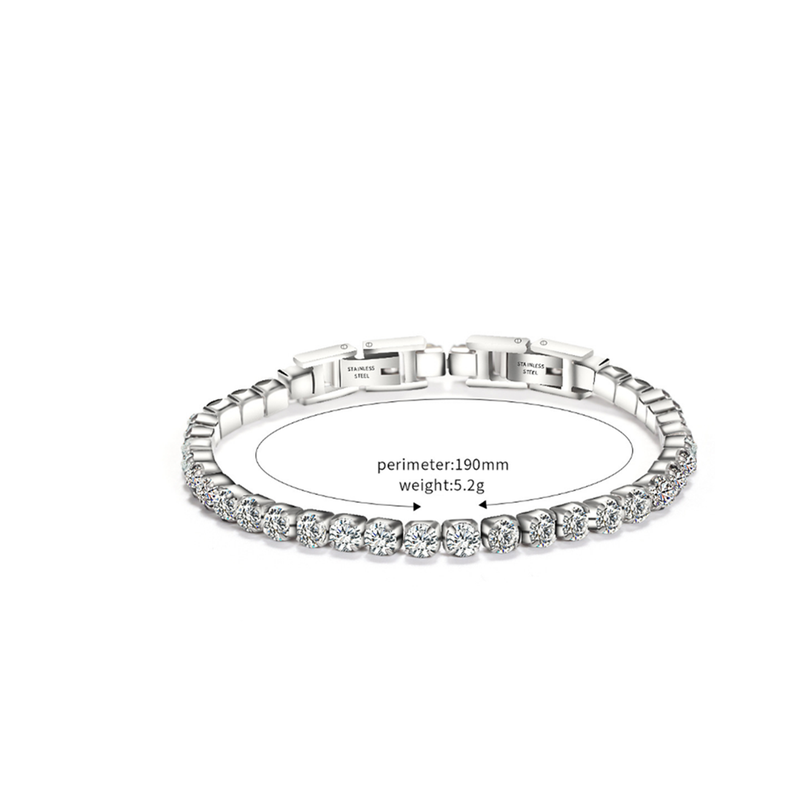 Veile Studios Detachable Titanium Steel Double Buckle Zircon Tennis Bracelet