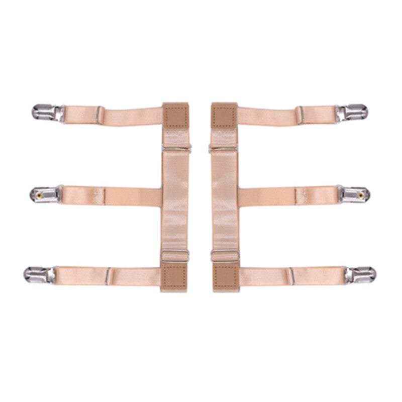 Adjustable Uniform Dress Shirt Stay Holders Elastic Garter Belts With Non Slip Locking Clamps