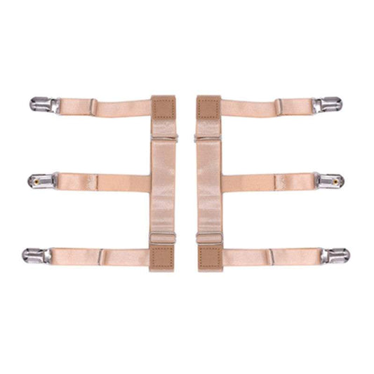 Adjustable Uniform Dress Shirt Stay Holders Elastic Garter Belts With Non Slip Locking Clamps