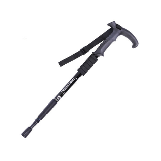 Aluminum 4 Section Curved Handle Hiking Poles For Walking Or Trekking