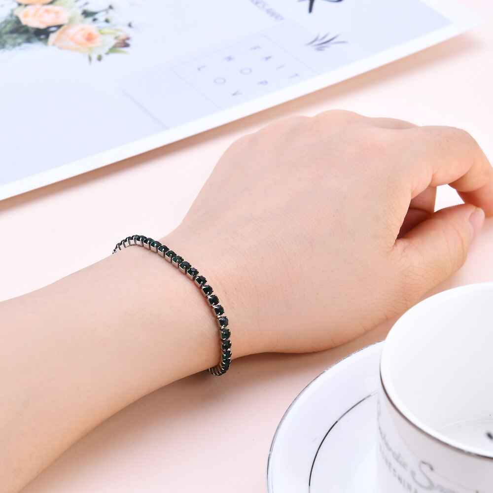 Veile Studios Detachable Titanium Steel Double Buckle Zircon Tennis Bracelet