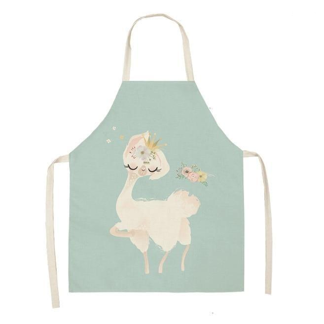 Adorable Alpaca Llama Cactus Printed Cotton Linen Sleeveless Kitchen Aprons