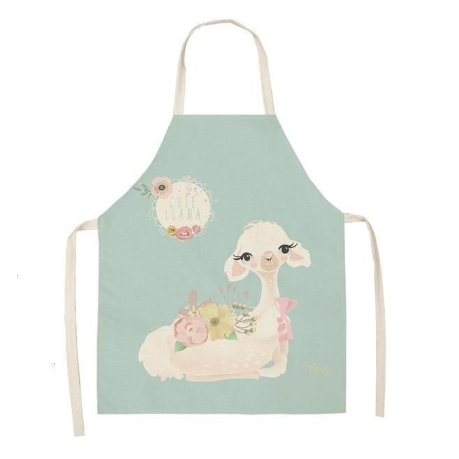 Adorable Alpaca Llama Cactus Printed Cotton Linen Sleeveless Kitchen Aprons