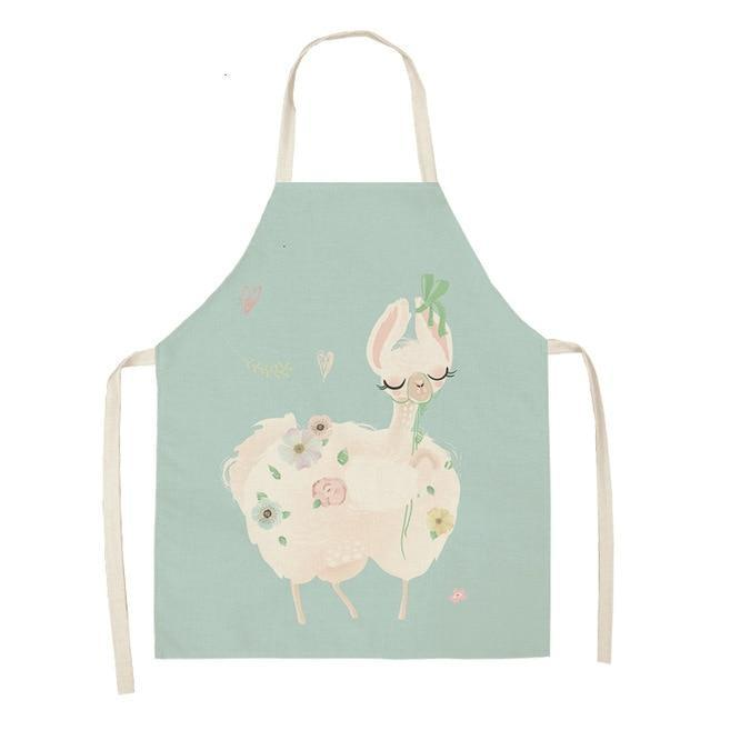 Adorable Alpaca Llama Cactus Printed Cotton Linen Sleeveless Kitchen Aprons