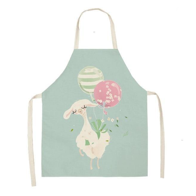 Adorable Alpaca Llama Cactus Printed Cotton Linen Sleeveless Kitchen Aprons