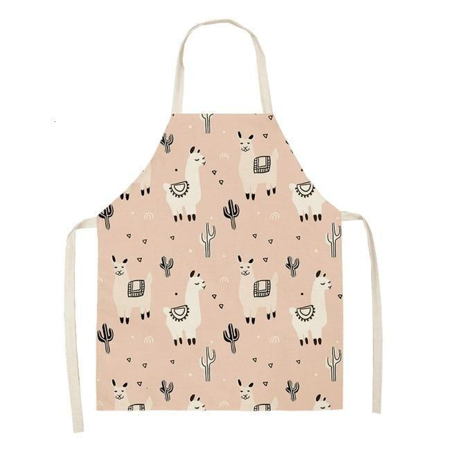 Adorable Alpaca Llama Cactus Printed Cotton Linen Sleeveless Kitchen Aprons