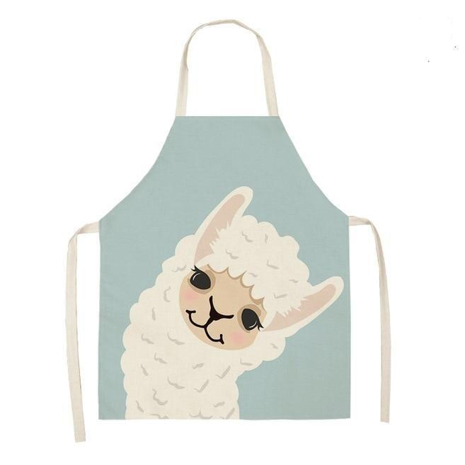 Adorable Alpaca Llama Cactus Printed Cotton Linen Sleeveless Kitchen Aprons