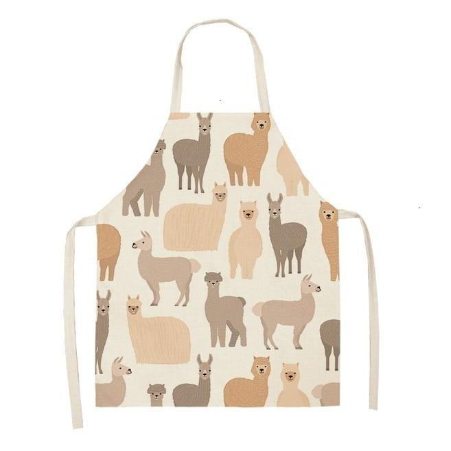 Adorable Alpaca Llama Cactus Printed Cotton Linen Sleeveless Kitchen Aprons