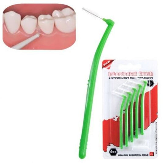 Adult Oral Health Care L Shaped Interdental Brush 5Pcs White