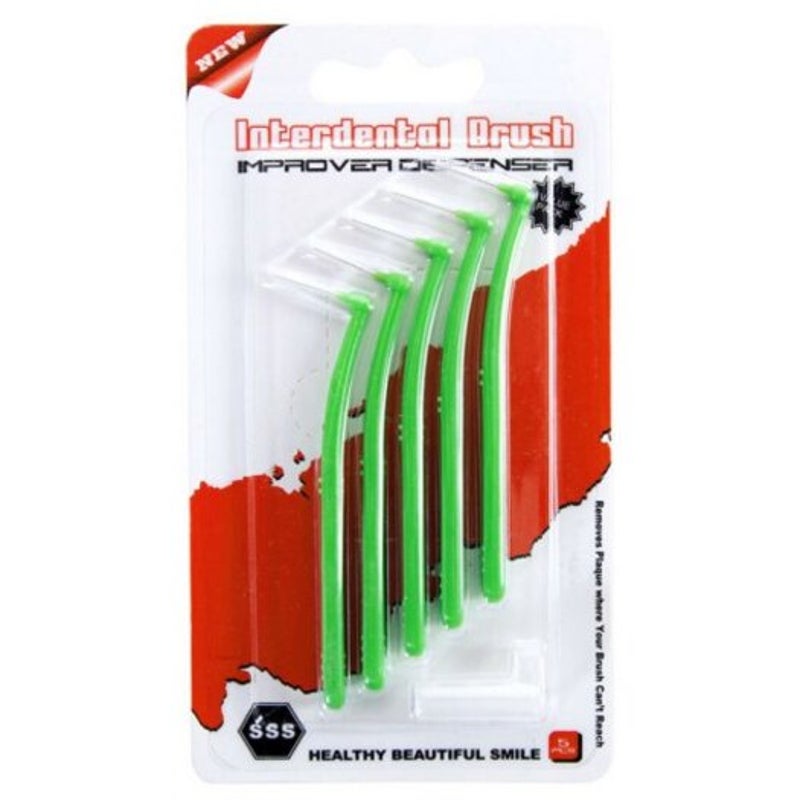 Adult Oral Health Care L Shaped Interdental Brush 5Pcs White