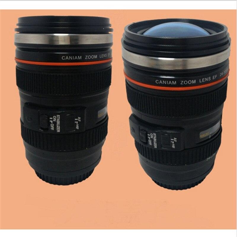 300Ml Stainless Steel Camera Lens Shape Self Stirring Mug Coffee Cup Novelty Gift