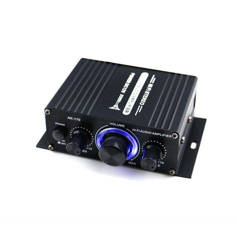Ak170 12V Mini Audio Power Amplifier Digital Receiver Dual Channel 20W20w Bass Treble Volume Control For Car Use