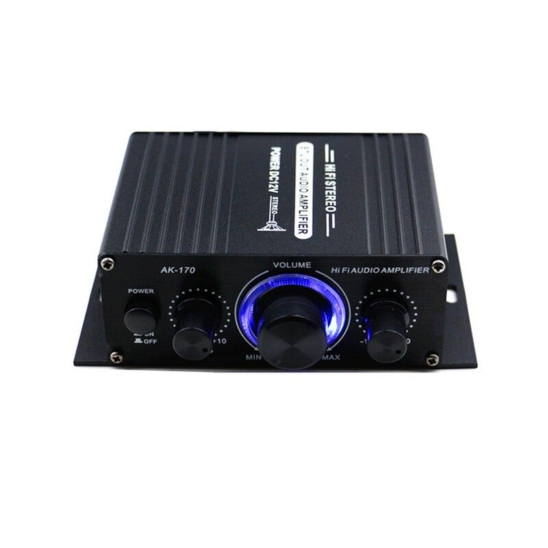 Ak170 12V Mini Audio Power Amplifier Digital Receiver Dual Channel 20W20w Bass Treble Volume Control For Car Use