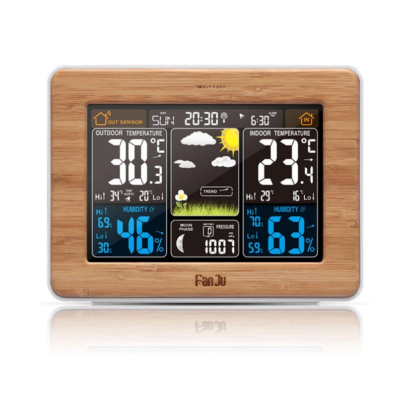 Alarm Clock With Time Temperature Projection Usb Charging Bamboo
