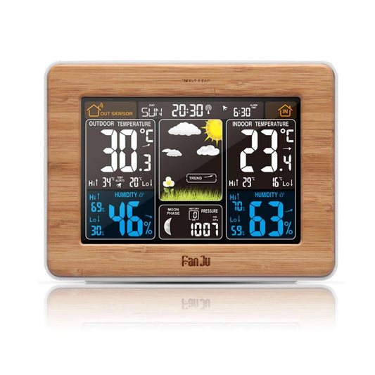 Alarm Clock With Time Temperature Projection Usb Charging Bamboo