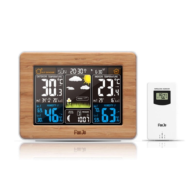 Alarm Clock With Time Temperature Projection Usb Charging Bamboo