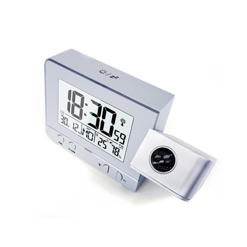 Alarm Clock With Time Temperature Projection Usb Charging Silver