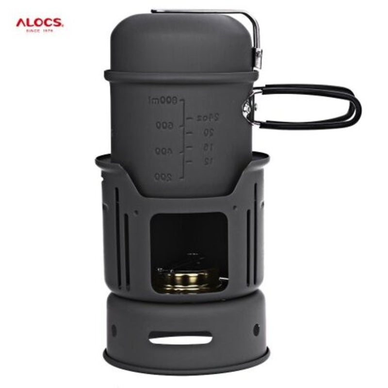 7Pcs/Set 2-Person Portable Outdoor Cookware Camping Hiking Cooking Alcohol Stove