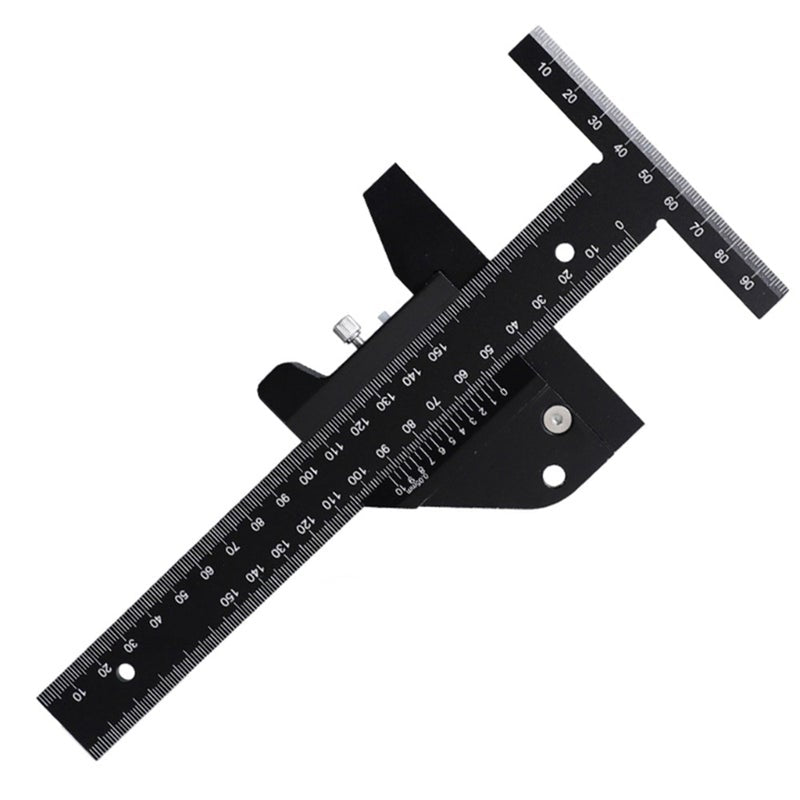 Aluminum Alloy Scale Metric Measure Scribing Ruler Woodworking Marking Tool