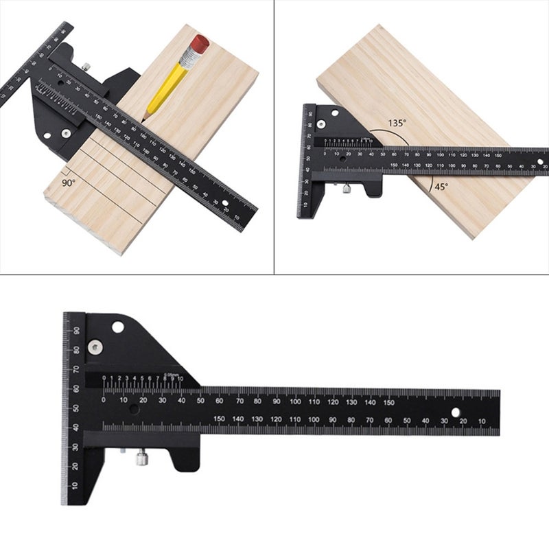 Aluminum Alloy Scale Metric Measure Scribing Ruler Woodworking Marking Tool