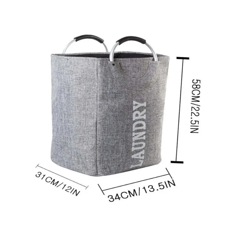 Aluminum Alloy Handle Clothes Storage Bucket Folding Basket Dirty Sorter Laundry Large